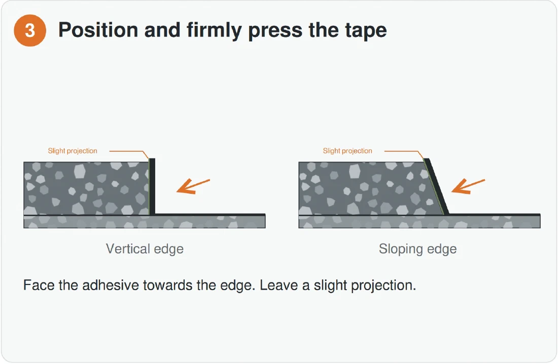 MIXBUD SBS DUZS — Position and firmly press the tape. Face the adhesive towards the edge and leave a slight projection.